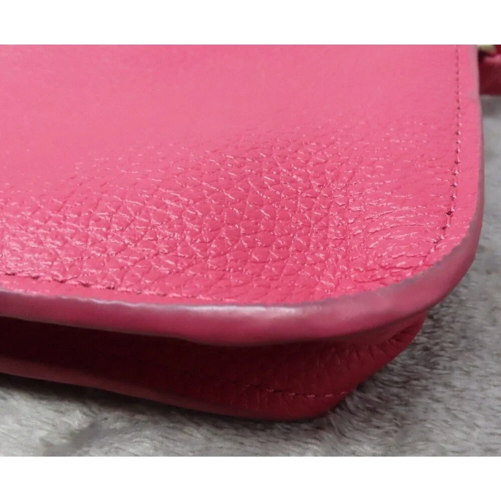 BTB Los Angeles Hot Pink Rocker Biker Styling Leather Gold Studded Crossbody Bag - Picture 6 of 16